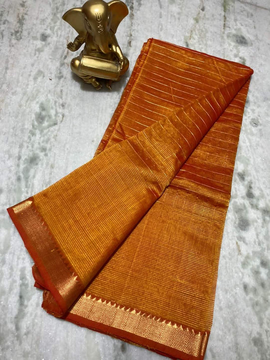 Pure Cotton Silk Mangalagiri Saree With Running Blouse .