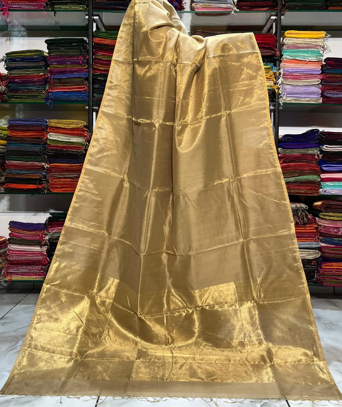 Tissue Linen Silk Saree with Blouse.