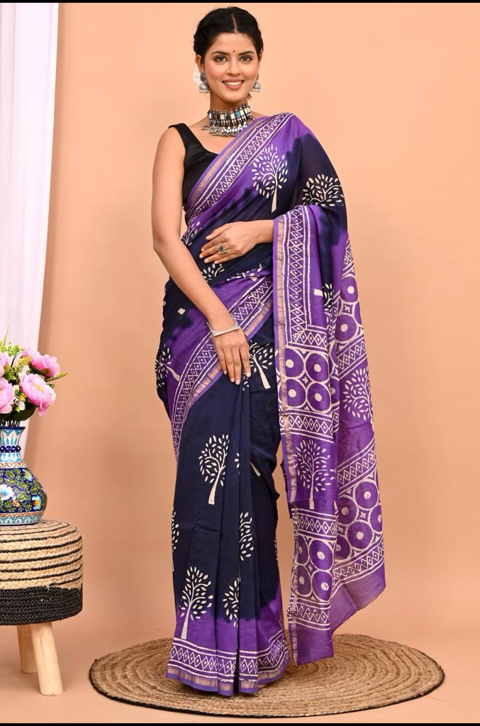 Beautiful Pure Chanderi Printed Silk Saree