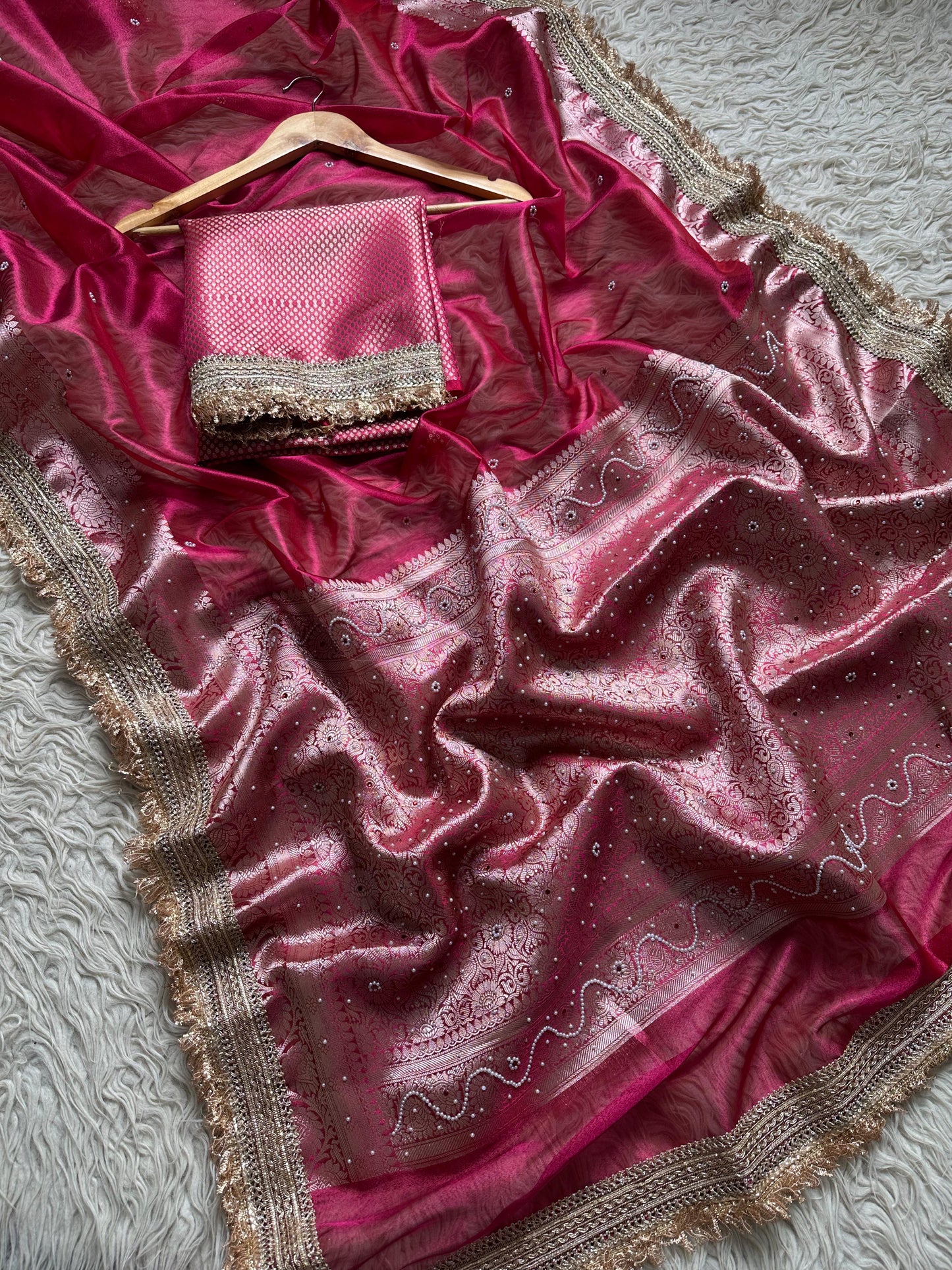 Banarasi Tissue lace Work Soft Silk Saree.