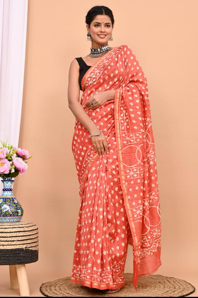 Beautiful Pure Chanderi Printed Silk Saree