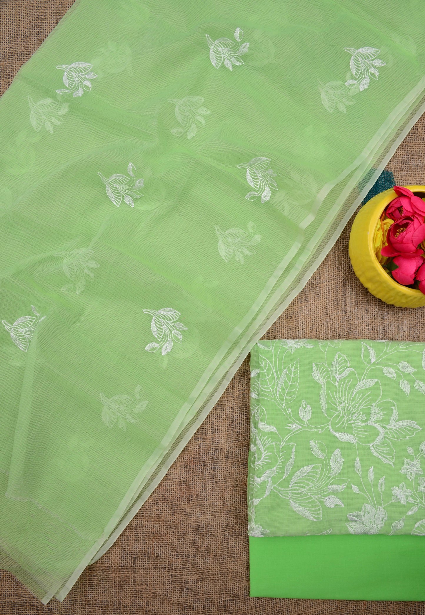 Pure Kota Doriya Embroidery Work Unstitched Suits