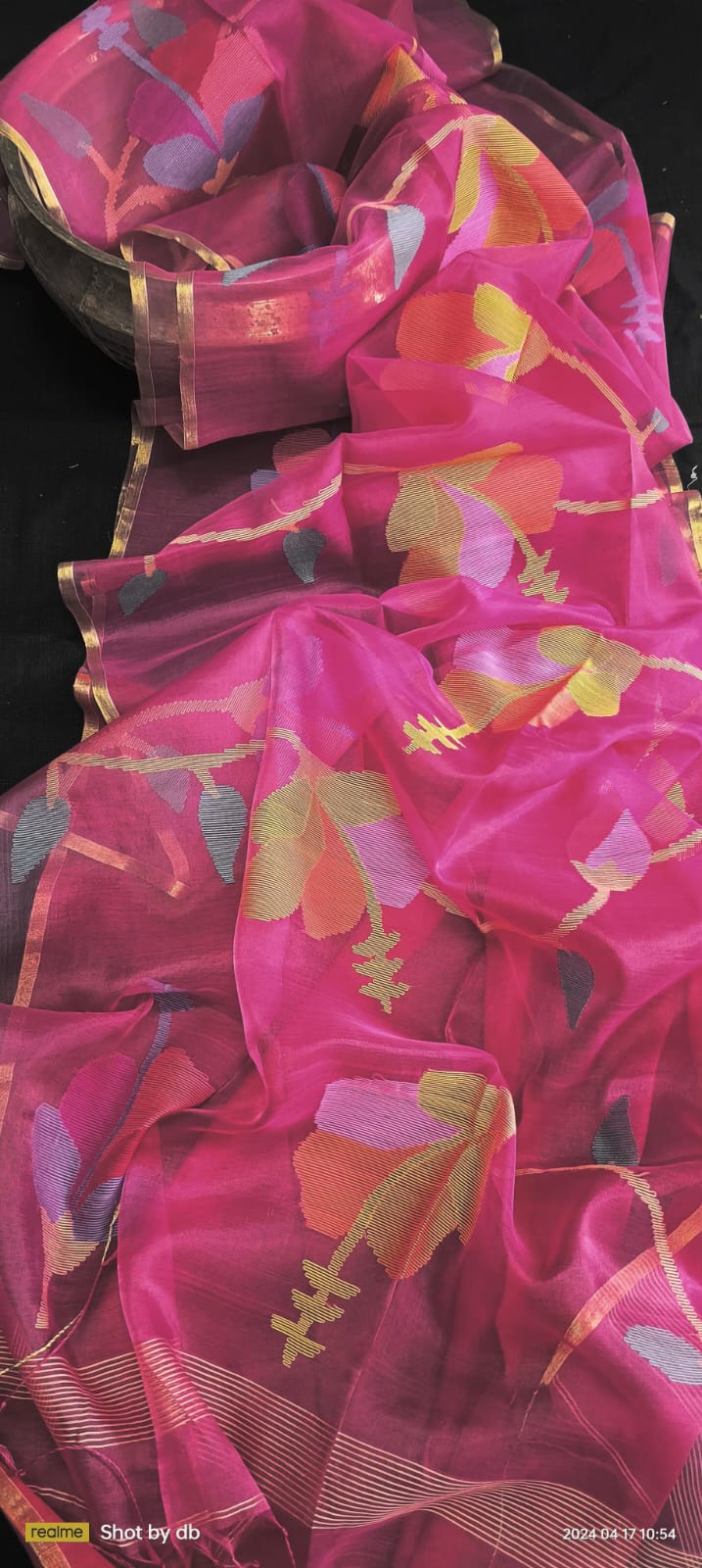 Pure Maslin Jamdani Saree with Blouse.