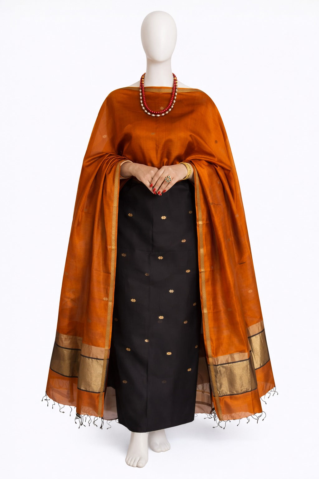 Pure Maheswari Silk Cotton Handwoven Unstitch Suit.