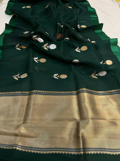 Banarasi Semi Georgette Very soft silk saree Designer Rich pallu