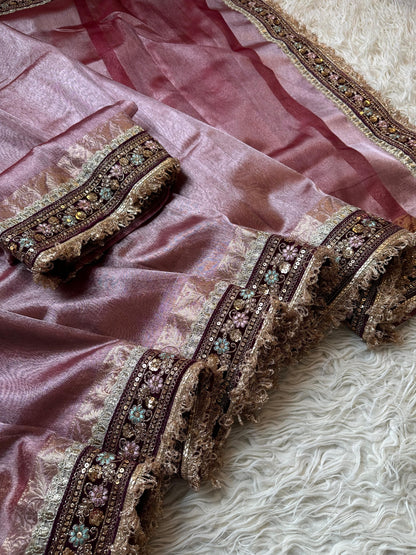 Banarasi Tissue lace Work Soft Silk Saree