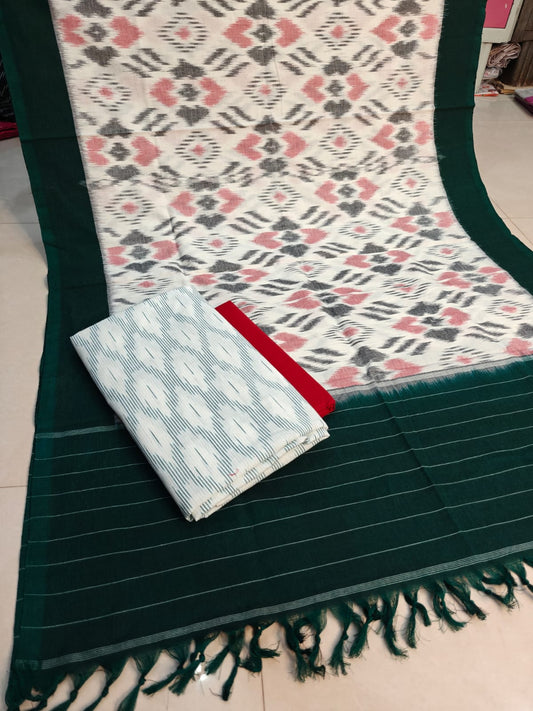Pure Cotton Double Ikkat Unstitched Suit.