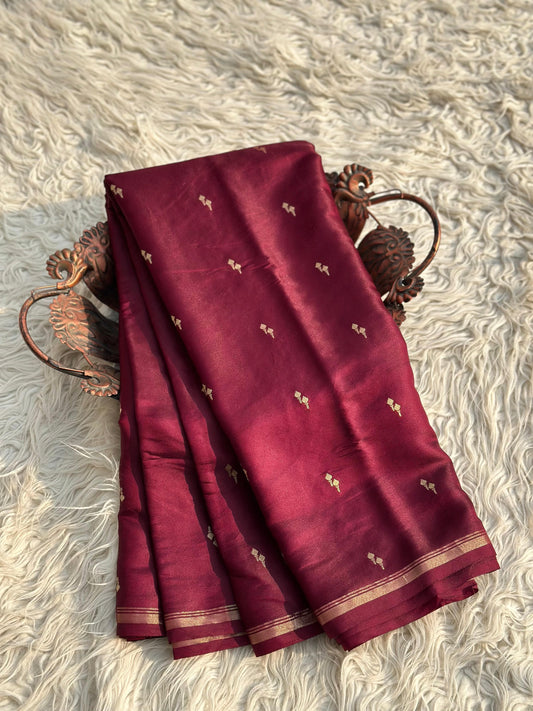 Banarasi Crep Satin Silk Saree With  beautiful zari weaving.