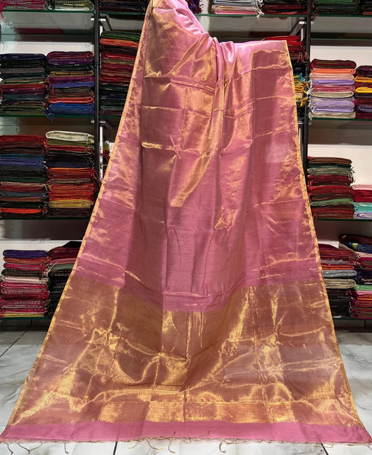 Tissue Linen Silk Saree with Blouse.