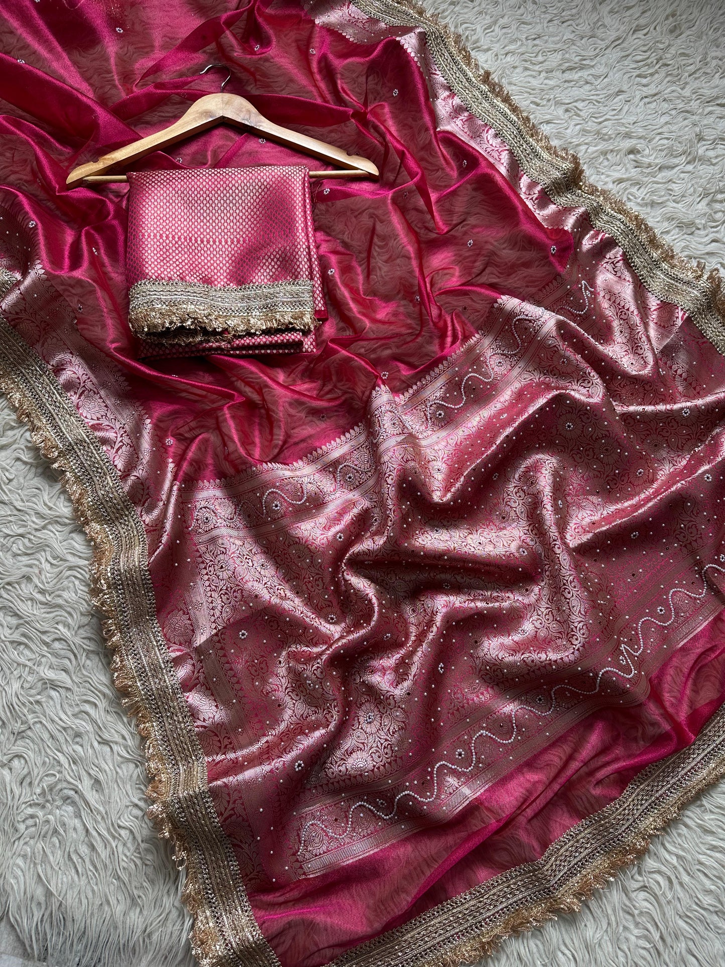 Banarasi Tissue lace Work Soft Silk Saree.