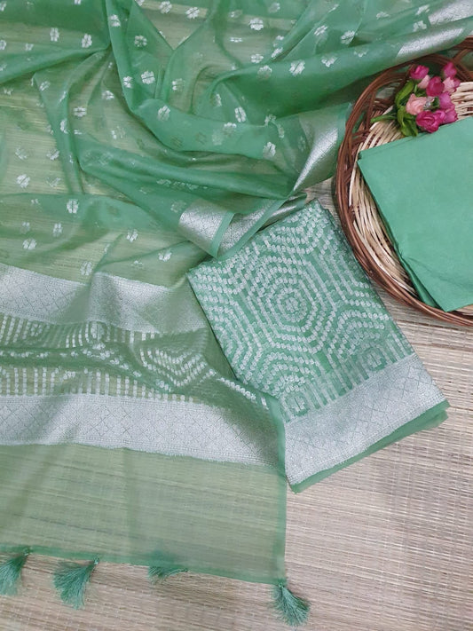 Banarasi Organza Silk Unstitched Suit