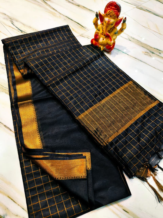 Pure Cotton Silk Mangalagiri Saree With Running Blouse.