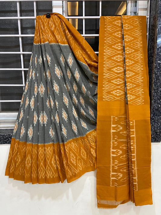 Beautiful Ikkat Cotton Saree With Blouse