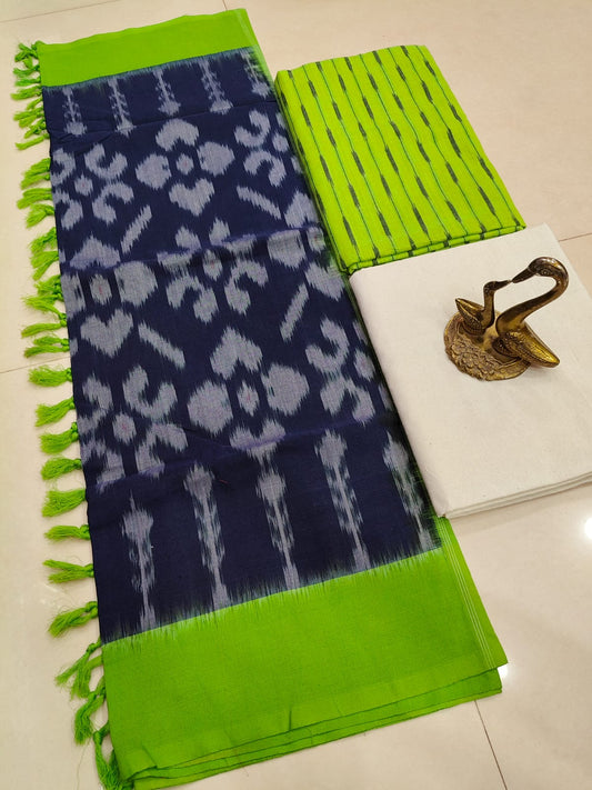 Beautiful Pure Cotton Double Ikkat Unstitched Suit.