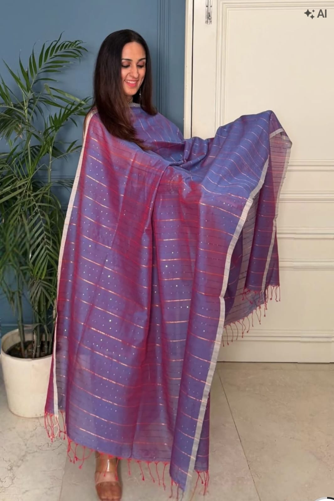 Pure Maheswari Silk Cotton Handwoven Unstitch Suit.