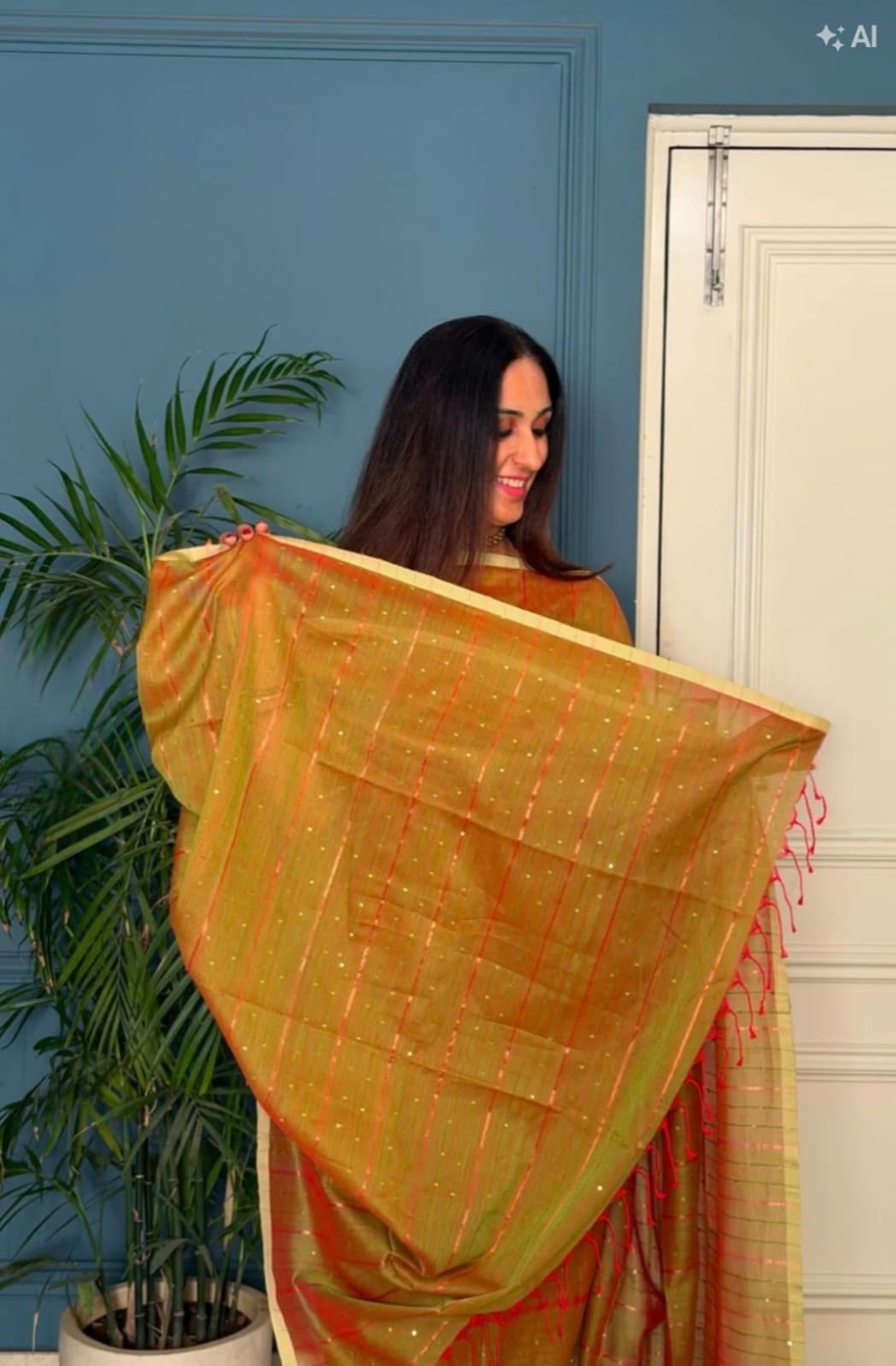 Pure Maheswari Silk Cotton Handwoven Unstitch Suit.