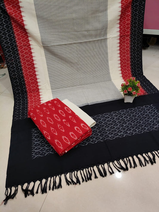 Pure Double Ikkat Cotton Unstitched Suit.