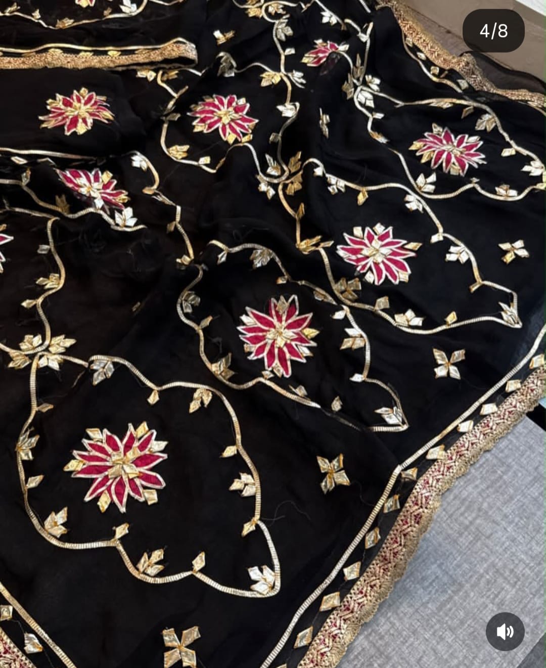 Pure Diamond Chiffon Gota Work Saree With Blouse