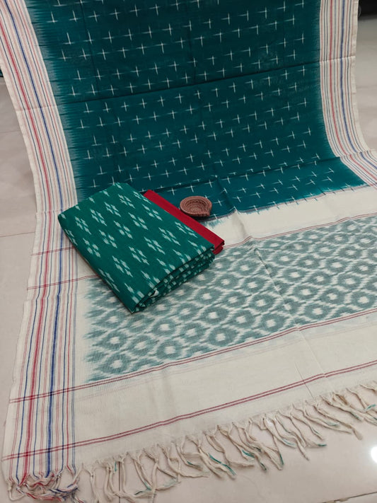 Pure Cotton Double Ikkat Unstitched Suit.