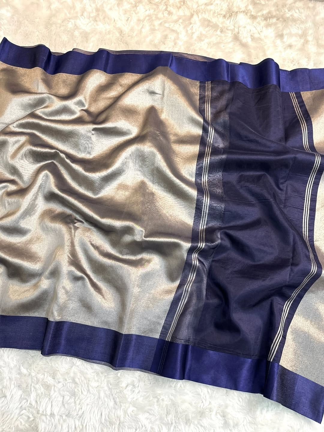 Banarasi Tissue Satin Border Soft Saree