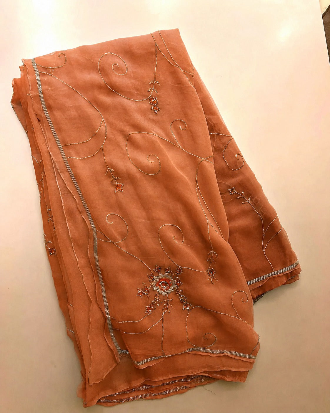 Pure Diamond Chiffon Beautiful Hand Work Saree