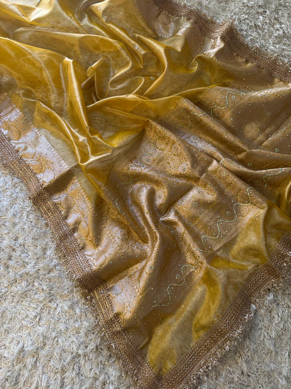 Banarasi Tissue lace Work Soft Silk Saree.