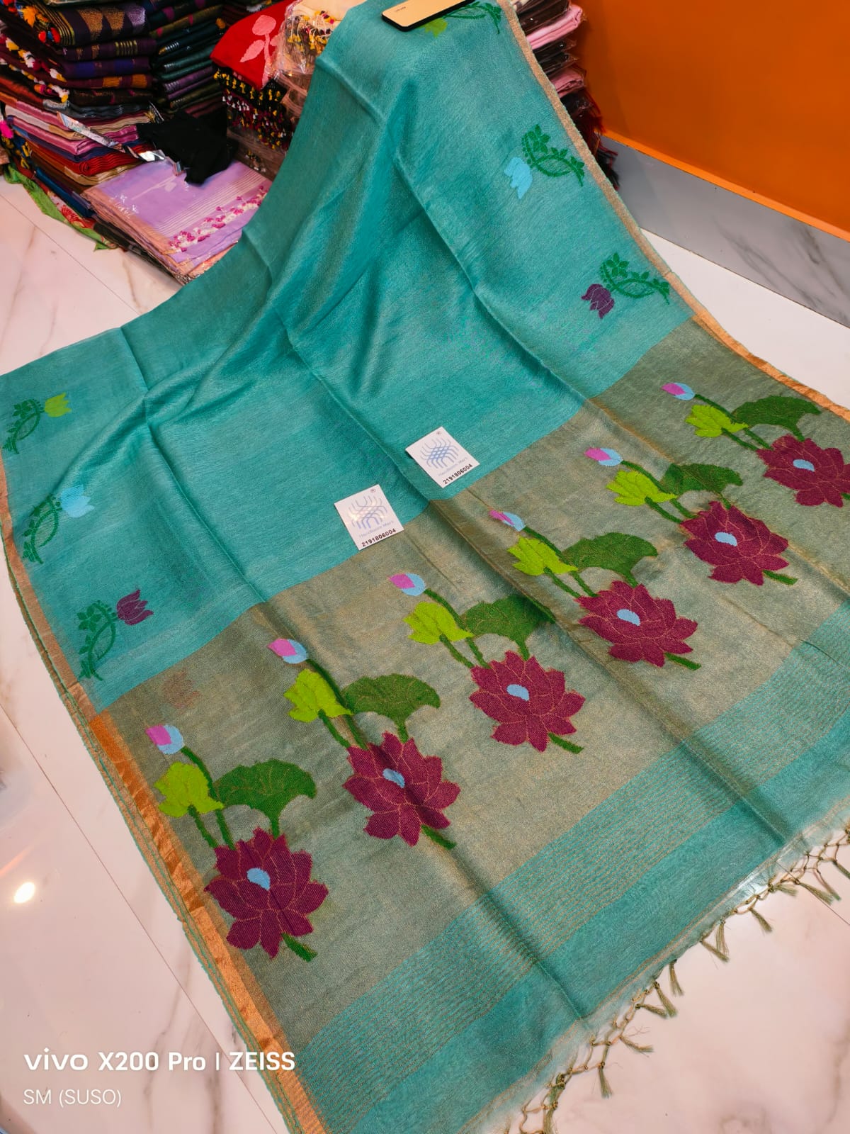 Pure Linen Tissue Saree with Blouse.
