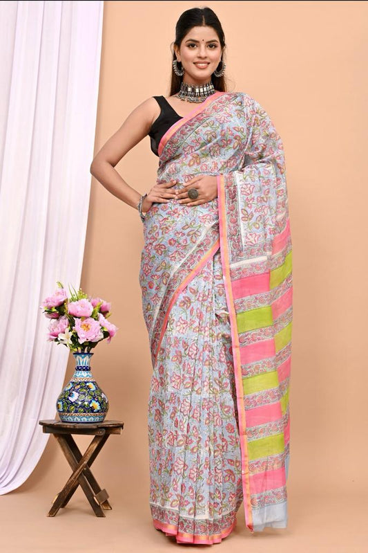 Beautiful Pure Chanderi Printed Silk Saree