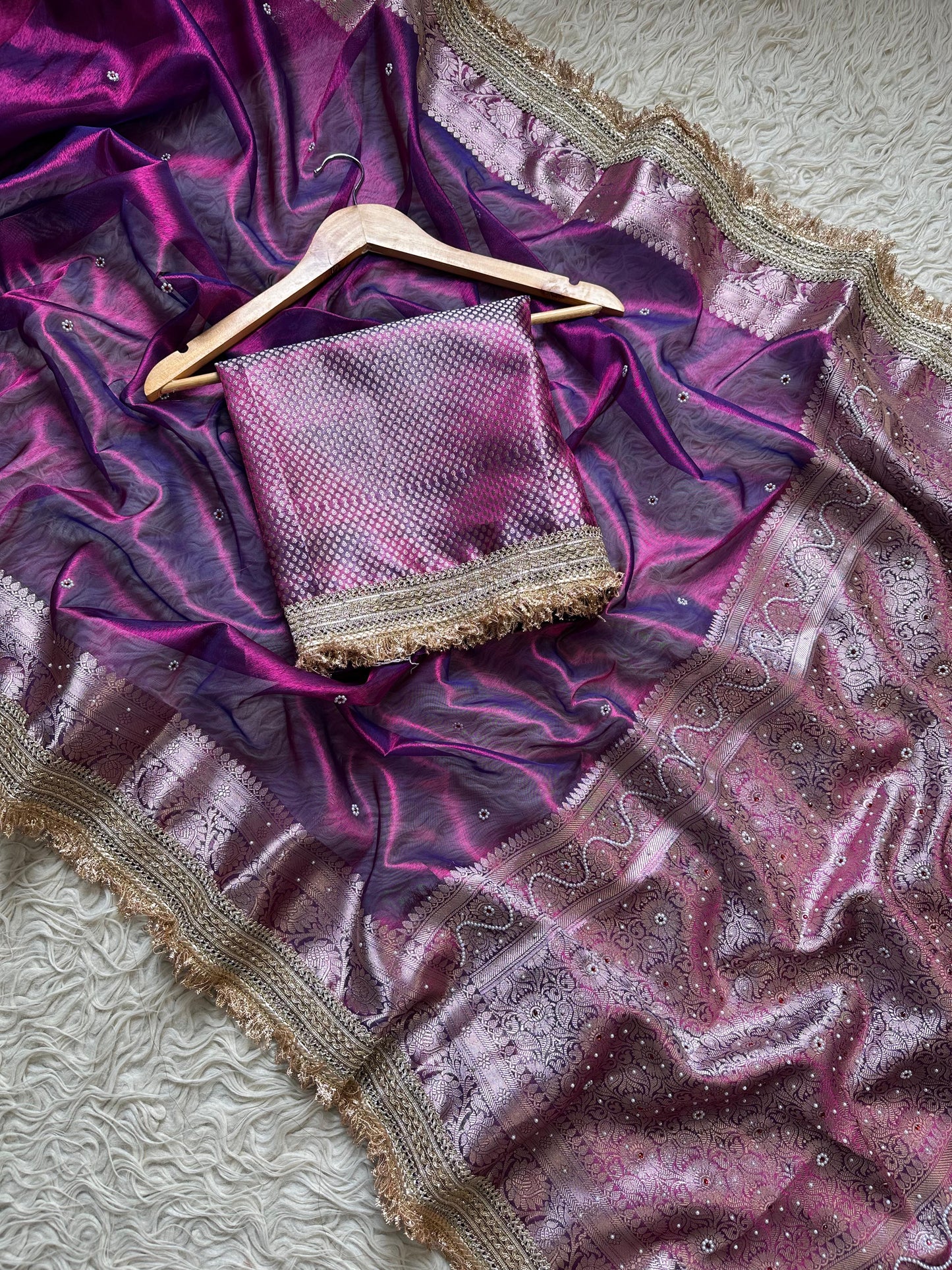 Banarasi Tissue lace Work Soft Silk Saree.