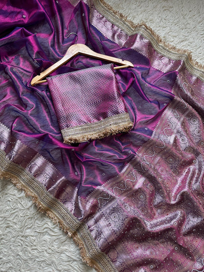 Banarasi Tissue lace Work Soft Silk Saree.