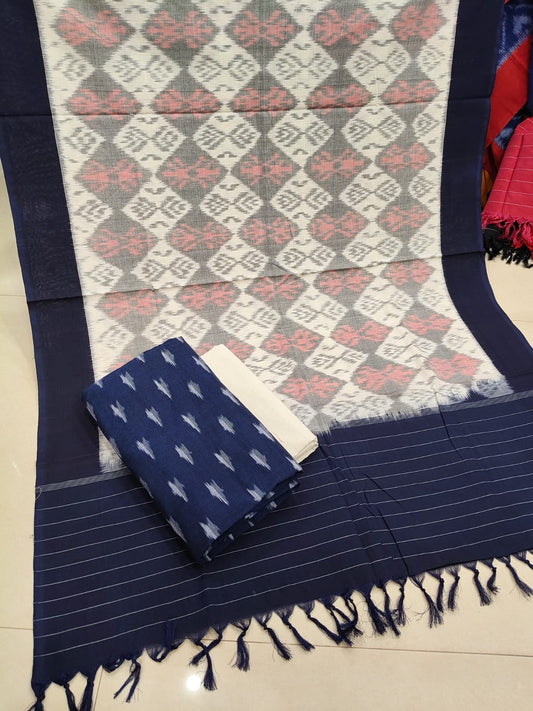 Pure Double Ikkat Cotton Unstitched Suit.
