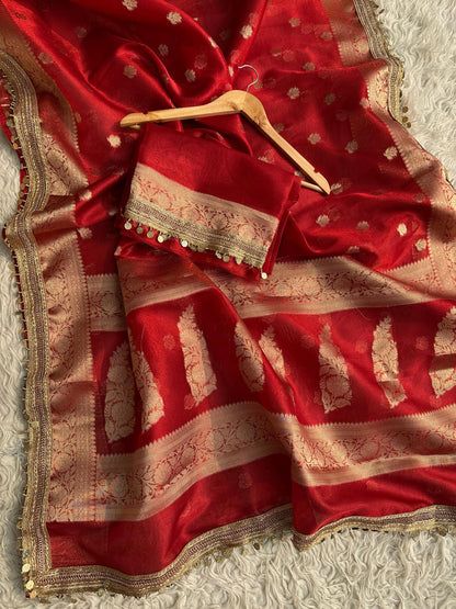 Banarasi most trending tissue Saree With beautiful coins lace