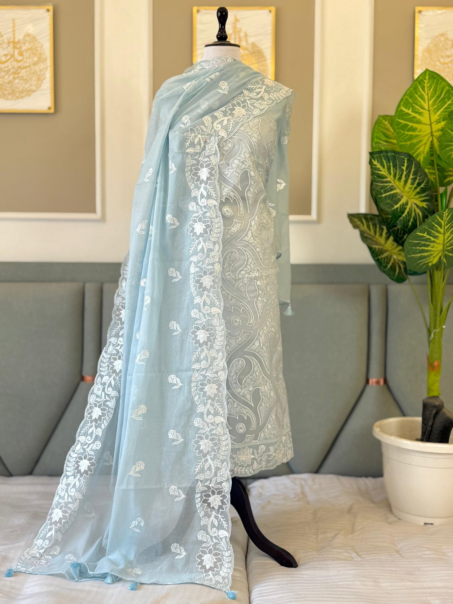 Pure Banarasi Chanderi Silk Embroidery Work Unstitched Suit