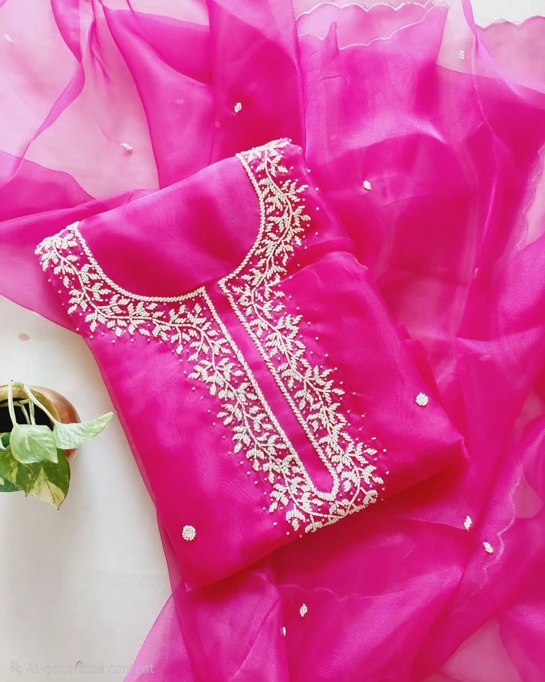 Pure Organza Hand Work Unstitched Suit.