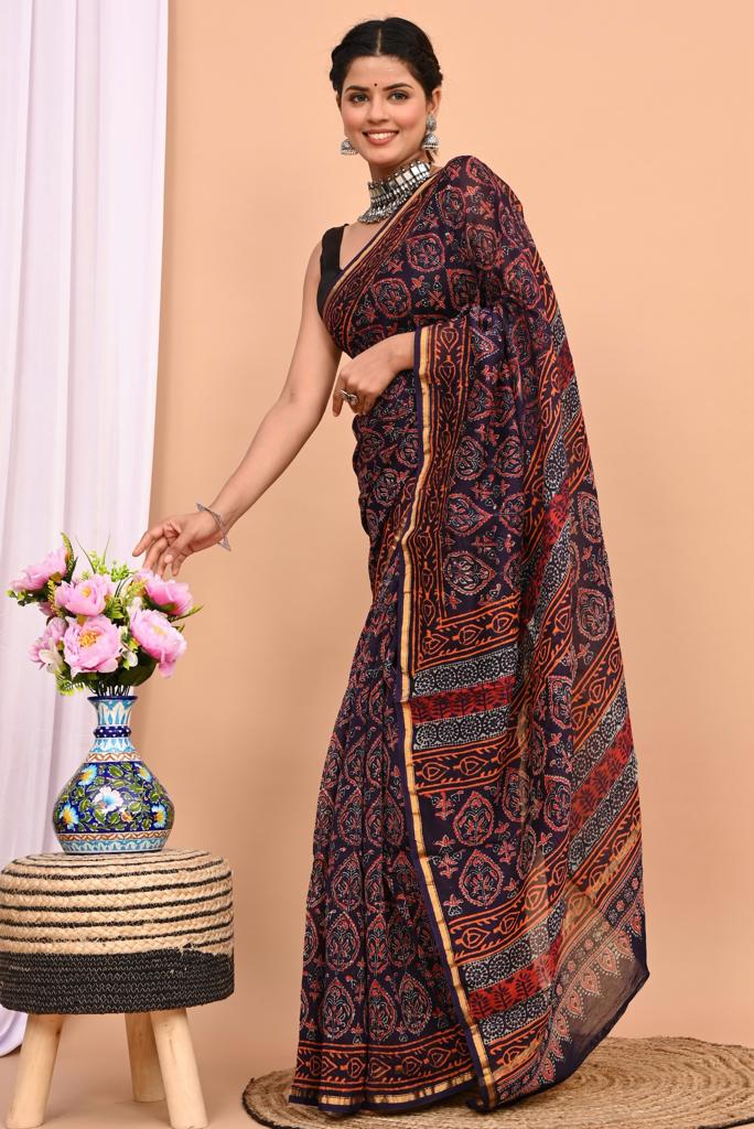 Beautiful Pure Chanderi Printed Silk Saree