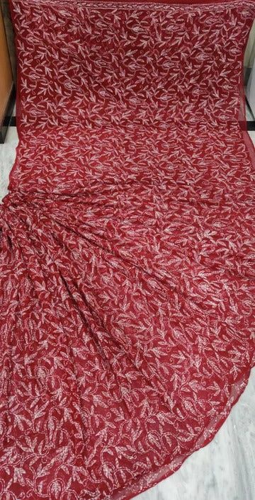 Lucknowi Tepchi Jaal Work Saree.