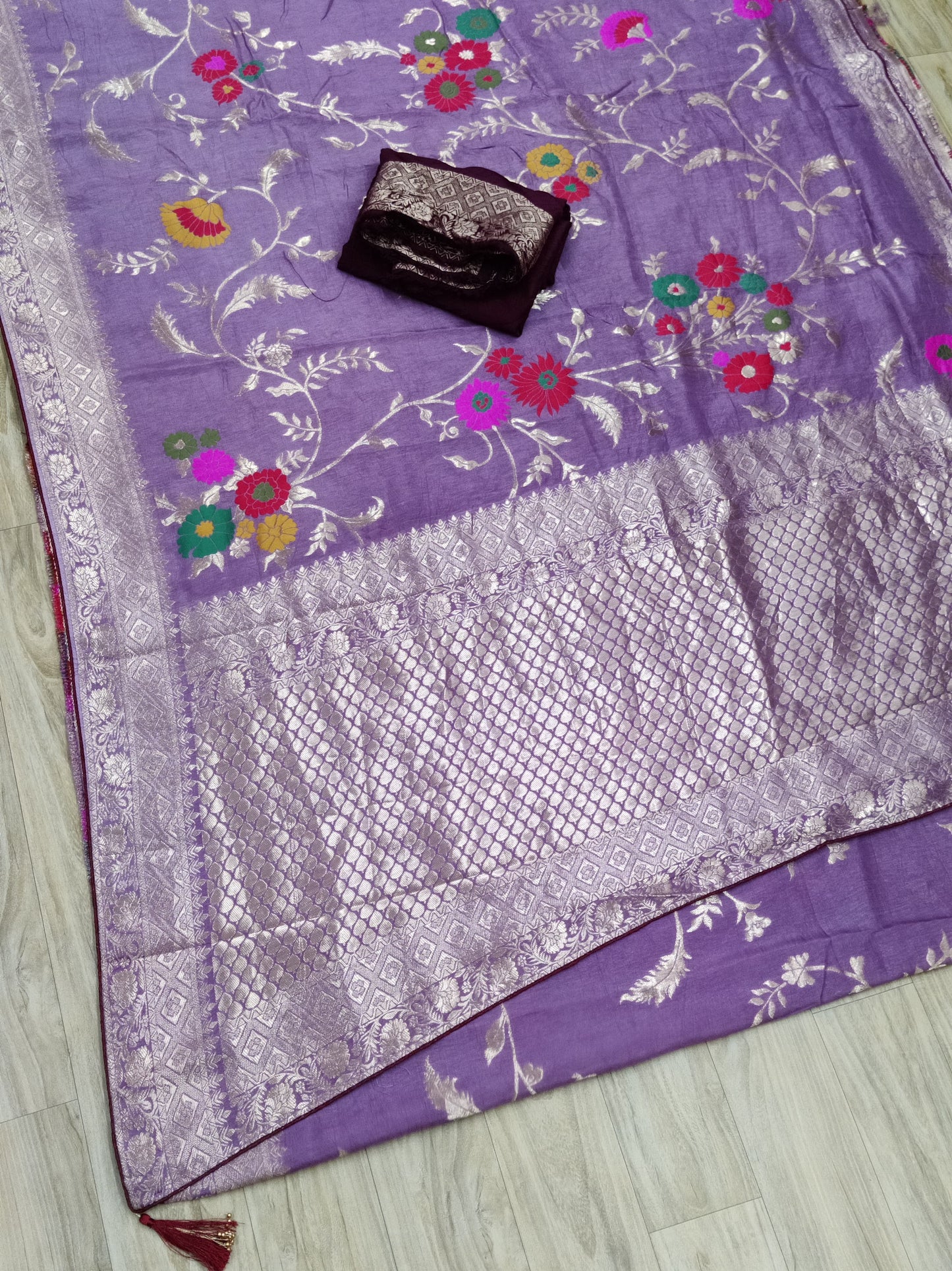 Pure Munga Silk Beautiful Zari Mina Pattern Work Saree