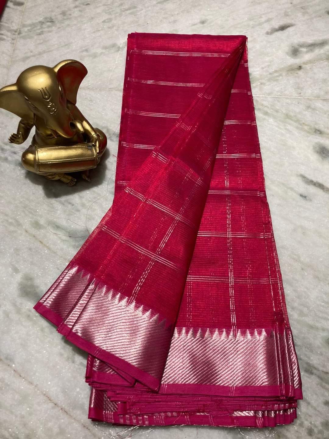 Pure Cotton Silk Mangalagiri Saree With Running Blouse .