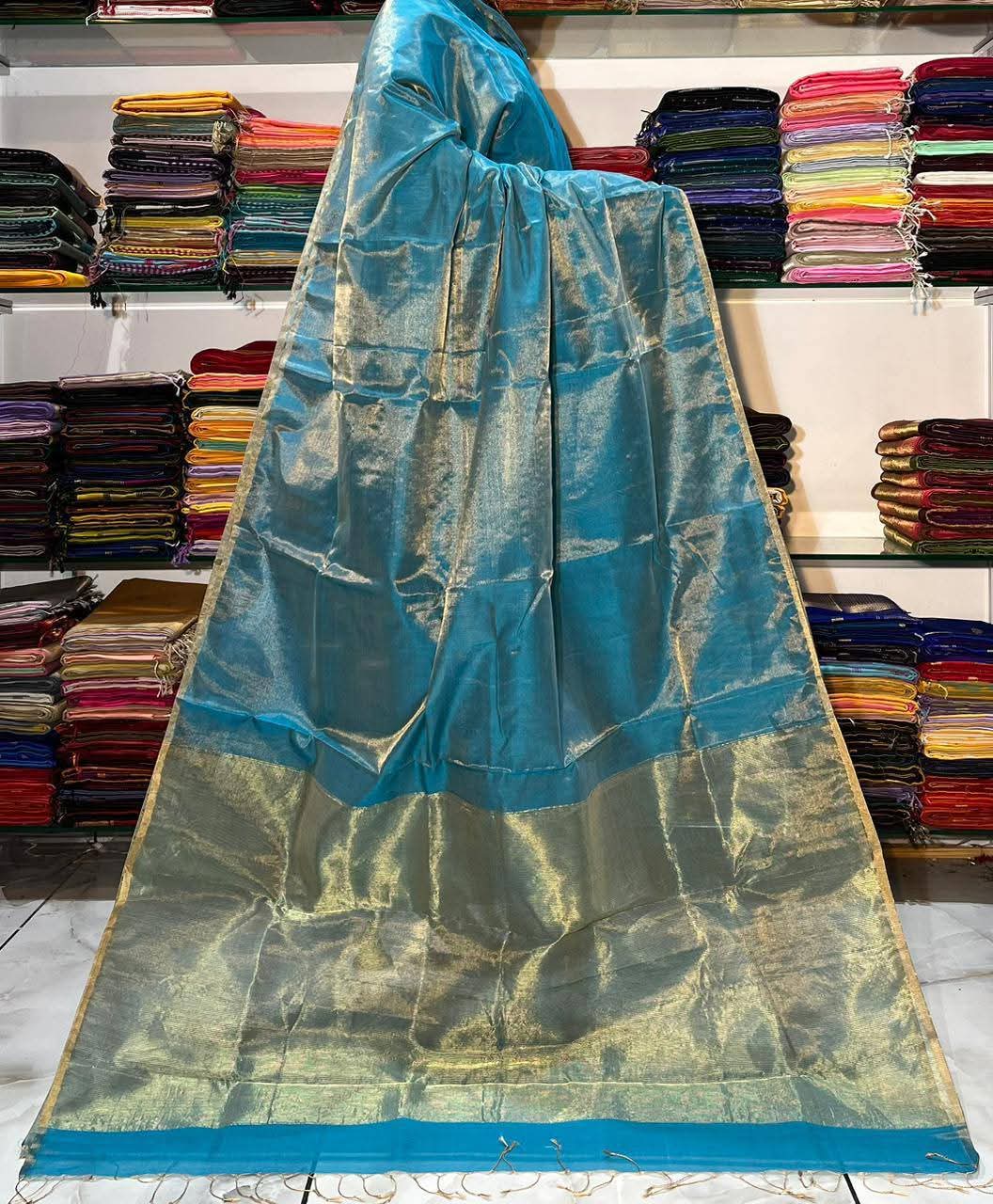 Tissue Linen Silk Saree with Blouse.