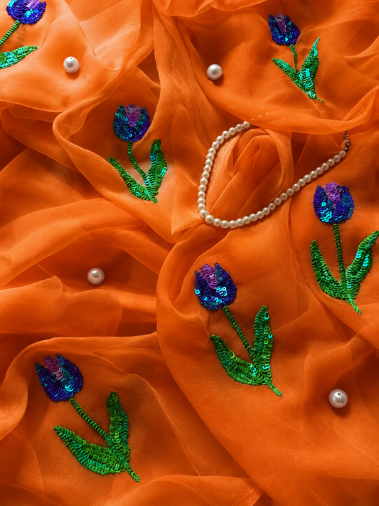Cactus Bloom Chiffon Saree.