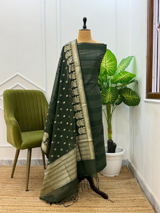 Chanderi lorex fancy Unstitched Suit with Dupatta