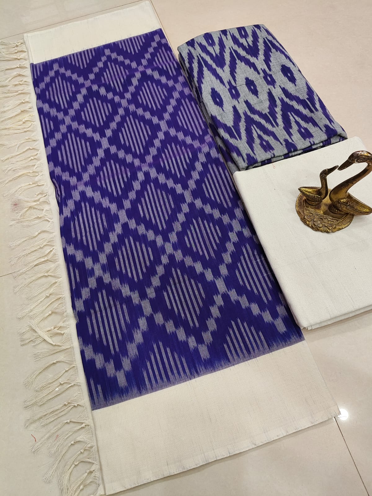 Beautiful Pure Cotton Double Ikkat Unstitched Suit.