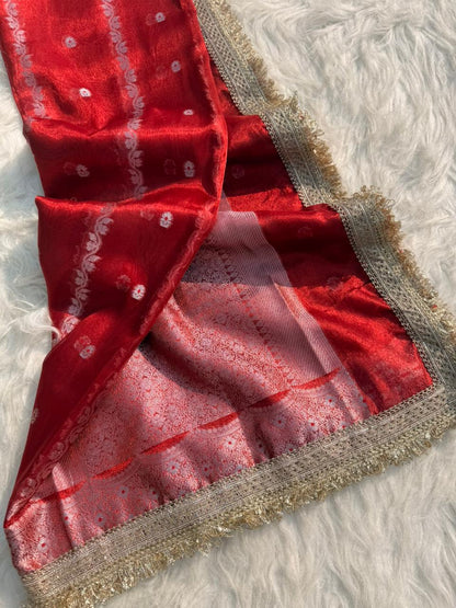 Banarasi Tissue Silk Tilfi Meena Work Saree.