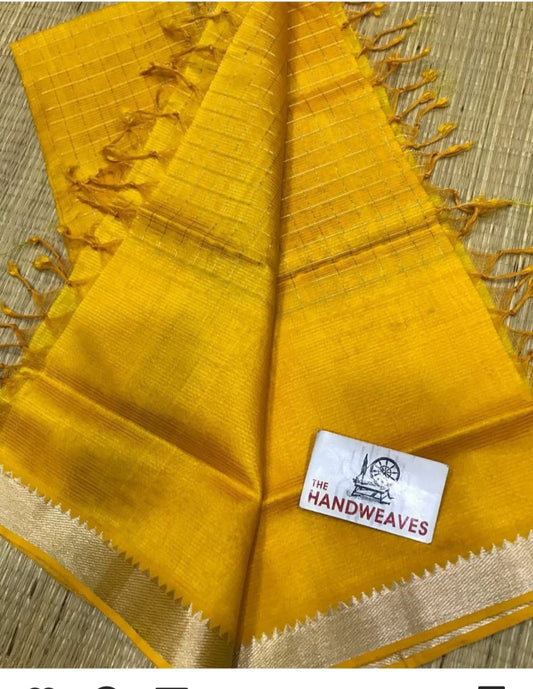 Pure Cotton Silk Mangalagiri Saree With Running Blouse .