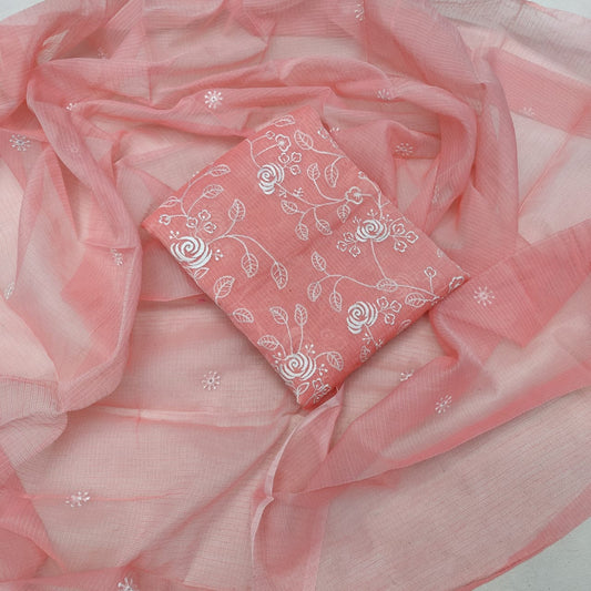 Pure Kota- doria Unstitched suit with Chikankari Bottom