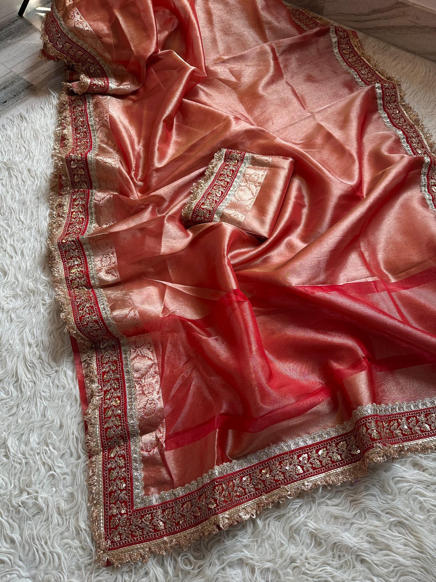 Banarasi Tissue lace Work Soft Silk Saree