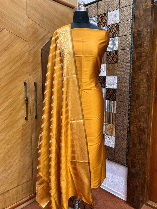 Banarasi katan Silk Zari Work Unstitched Suit with Dupatta