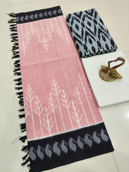 Beautiful Pure Cotton Double Ikkat Unstitched Suit.