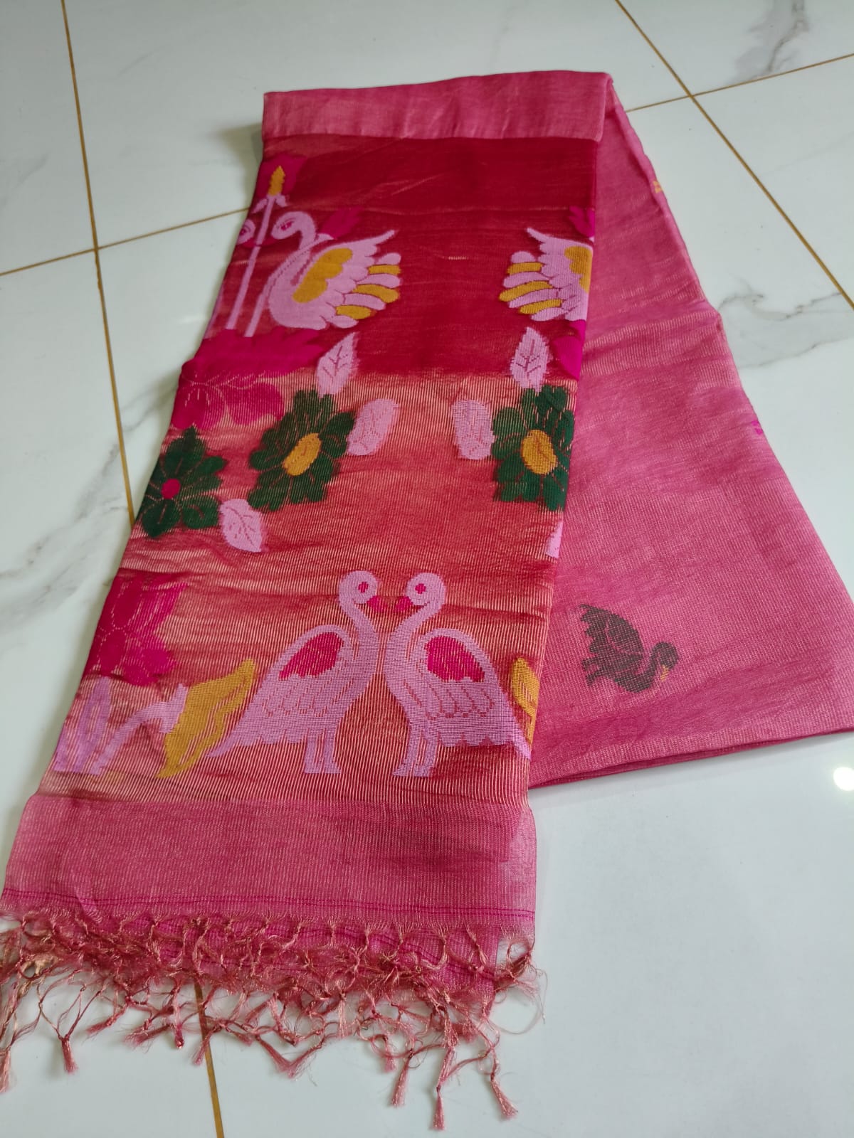 Pure Linen Tissue Saree with Blouse.