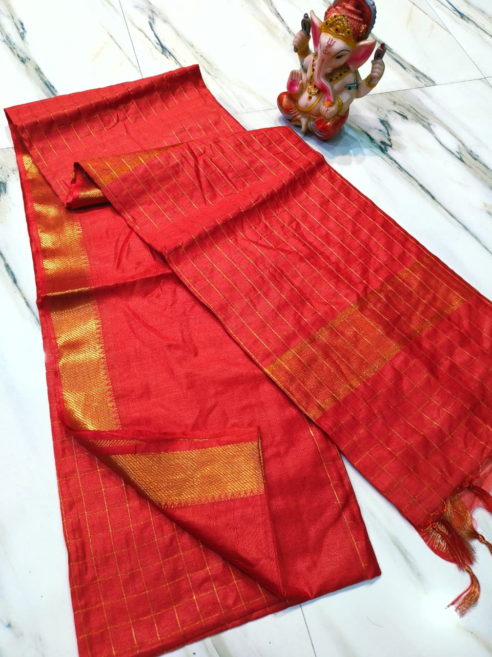 Pure Cotton Silk Mangalagiri Saree With Running Blouse.
